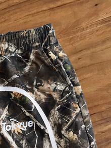 TOKVUE Men's Street Casual Academy-Style Printed Camouflage Leaf Shorts - Multicolor - View 5