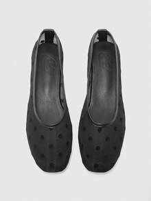 CUCCOO BIZCHIC Women's Fashion Square Toe Rivet Decorative Flat Sole Shoes Daily Commute Party Comfortable And Versatile - Black - View 2