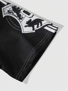 HARRY POTTER X SHEIN PAVTROS 男士街頭運動風學院風拼色條紋 Polo 衫，90 年代復古球衣，主題印花，復古校園通勤，日常出遊，街頭運動，節日禮物 - 彩色 - 查看 4
