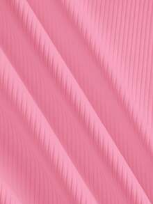Slaydiva 2026 Spring/Summer New Arrival Casual Sexy Basic Versatile Solid Pink Ribbed, Party Going Out, Airport Outfits - Hot Pink - View 6