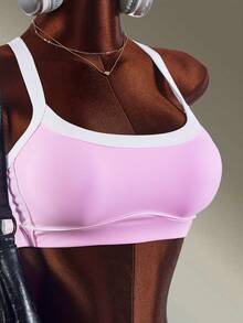Amplova Damen Farbblock BH und Shorts Sport Set - Pink - Übersicht 5