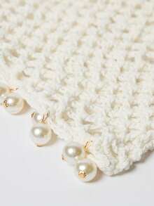 MUSERA Crochet Pearl Beaded Cap Spring Summer Vacation Sexy Holiday Accessory Festival Ibiza Roja Del Sol - White - View 6
