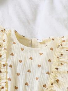 SHEIN Tween Girl Print Flutter Sleeve Dress, Back To School, Daily - Apricot - View 8