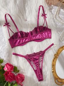 Myrelith Purple Romantic Pastoral Women's Embroidered 2-Piece Sexy Set - Violet Purple - View 2