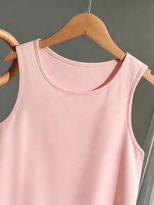 2pcs Set Teen Girls Summer Striped Bow Short Sleeveless Top + Ruffle Hem Shorts, Sweet & Spicy Style, Non-Fleece Design, Suitable For Parties And Summer Outings - Pink - View 6