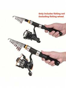 One Black Short Mini Fishing Rod, Compact Design - Ultra-Portable And Space-Saving Design With A Smooth Telescopic Mechanism, Telescopic Sea Fishing Rod, Outdoor Fishing Tackle, Suitable For Lakes, Rivers, Streams, Oceans, Bays And Winter Freshwater, Saltwater And Ice Fishing (Excluding Pufffish). - Multicolor - View 6