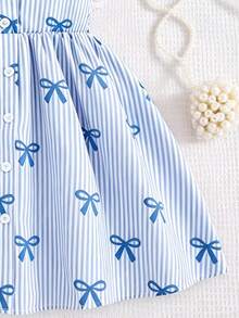 SHEIN Elladie kids Garden Girls 夏季新款時尚 Polo 領掛脖露背收腰甜美百搭度假風女童正式洋裝 - 彩色 - 查看 7