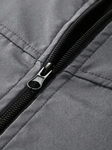 Manfinity Homme Men's Stand Collar Zipper Casual Versatile Daily Travel Long Sleeve Jacket - Light Grey - View 6
