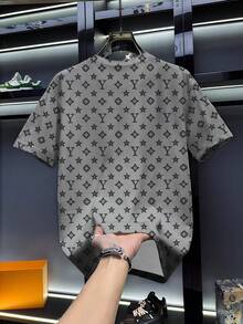 Manfinity Dauomo Men's Pentagram & Letter Print Round Neck Short Sleeve Casual Versatile T-Shirt - Multicolor - View 2