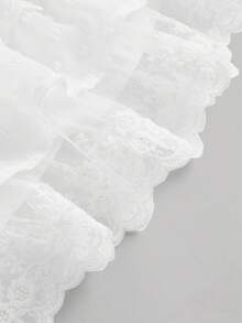 SHEIN MOD Contrast Lace Ruffle Hem Skirt - White - View 8