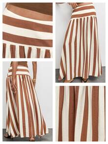 Maija Women's Striped Pleated Casual Skirt - Multicolor - View 4
