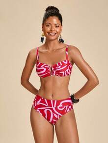 Travachic Women's Printed U-Neckline Swimsuit And Bikini Bottom 2 Pieces Set - Multicolor - View 6