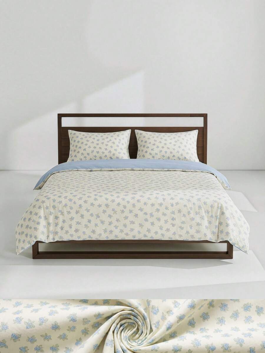 Veyra Day 3pcs Polyester Simple Retro Bow Print, Boys And Girls' Dormitory Bedding, Dormitory Dress-Up Flower Bedding Set, Zipper Closure, Suitable For All Seasons, Soft, Skin-Friendly And Breathable, Suitable For Dormitory Bed, Single Bed, Double Bed, King-Size Bed, Bedroom Bed Quilt Cover Set, Can Be Quickly Machine Washed (Including One Quilt Cover, Two Pillowcases, Excluding Inner Core) - Multicolor - View 1