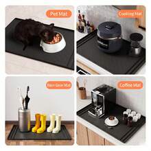 1pc Silicone Under Sink Mat, Kitchen Waterproof & Oil-Proof Protector Mat, Multi-Use Silicone Tray For Bathroom, Pet Feeding, Tools, Under Cabinet Storage & Countertop Protection - Black - View 3