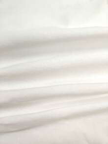 Balvessa White U-Neck Pleated Button Decor Casual Short Sleeve Women's T-Shirt - White - View 7