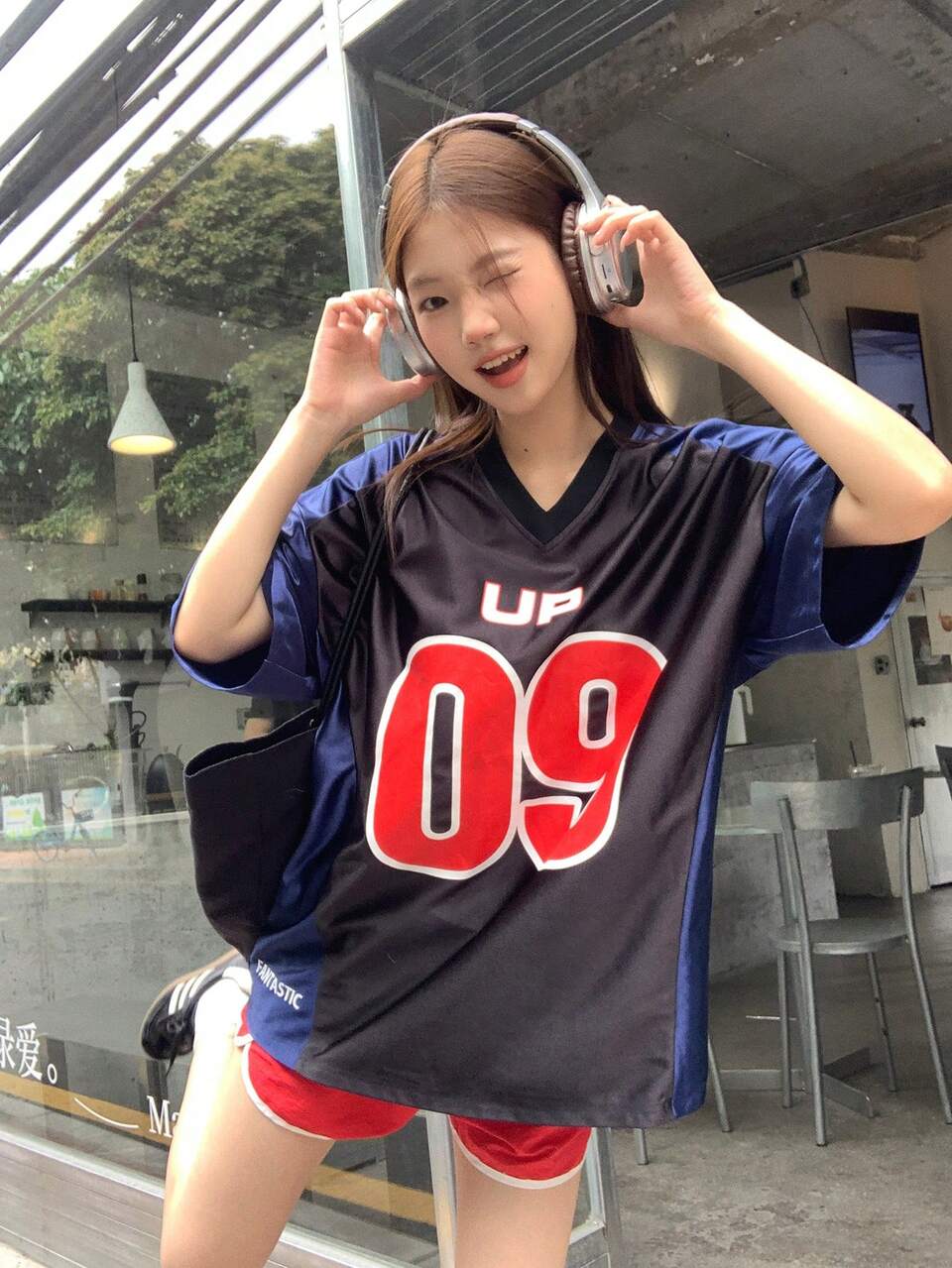 Women's V-Neck Casual Short Sleeve Letter Street Style Korean T-Shirt Graphic Tee