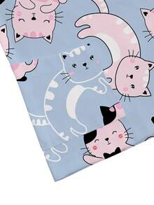 PopScrub Women's Blue V-Neck Short Sleeve Double Pocket Cute Cartoon Pattern, Cute Kitten Print, Nurse Doctor Work Uniform Top Health Checkup Scrub Uniform Pet Grooming Work Uniform Top Nutritionist Work Uniform Short Sleeve Lab Work Uniform, Multi-Pocket Functional Work Uniform, Functional Women's Holiday Clothing, Cute - Blue - View 4