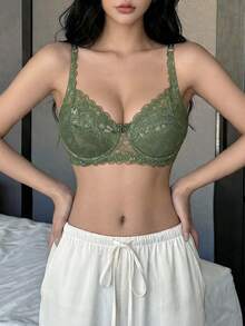 Napfluff 女士蕾丝文胸一件装（带钢圈） - 軍綠色 - 查看 1