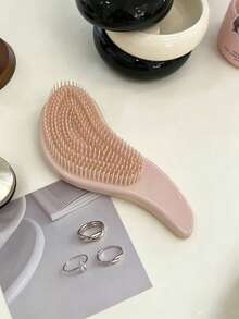 Haus Hana 1pc Marble Pattern Soft Bristle Hair Brush, Tangle-Free Portable Plastic Scalp Massage Cushion Comb - Multicolor - View 2