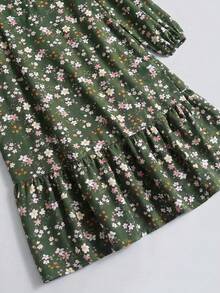 Al Najma Women's Floral Long Sleeve Ruffle Hem Elegant Arabian Dress - Multicolor - View 5