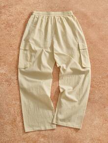VENTUSAIL Men's Casual Beige Cargo Pants, Comfortable Long Trousers For Spring/Summer - White - View 7