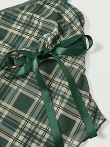 SHEIN MOD Top de tirantes para mujer con decoración de lazo de cinta, dobladillo asimétrico y cuello cuadrado - Verde - Ver 4