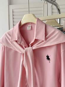 SHEIN 青少年女孩 2 合 1 小馬印花開學季襯衫 - 粉色 - 查看 6