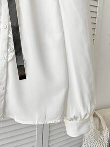 SHEIN 青少年女孩彼得潘領撞色蝴蝶結襯衫 秋冬穿搭 - 彩色 - 查看 8
