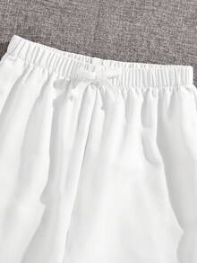 SHEIN 兒童青少年男孩休閒運動條紋圓領T恤與短褲套裝 2件組，適合學校、日常休閒外出、運動，春夏季穿著 - 黑色 - 查看 6