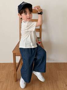DAZY Infant/Toddler (Boy) Striped Korean Style Casual Denim Fall - Blue - View 3