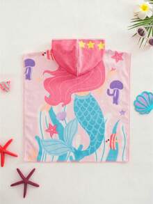 SHEIN 女婴海洋生物印花连帽泳衣罩衫 - 彩色 - 查看 2
