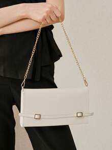 MOTF TAS CLUTCH WANITA WARNA BEIGE, TALI YANG INDAH, TAS BAGUETTE KOMUTER YANG STYLISH DAN SEDERHANA, COCOK UNTUK KEGIATAN SEHARI-HARI, PERJALANAN, BELANJA, DAN KENCAN - Krem - View 7