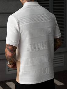 EGENSIO Men's Colorblock Patchwork Polo Shirt - White - View 3
