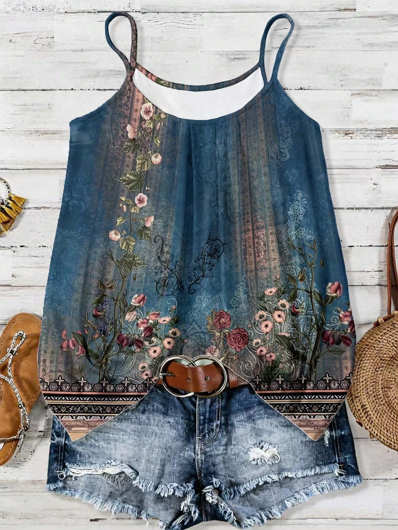 EMERY ROSE The Women's Clothing Line Features Elegant Patterns. The Designs Incorporate Dark Blue Floral Motifs — photo 4