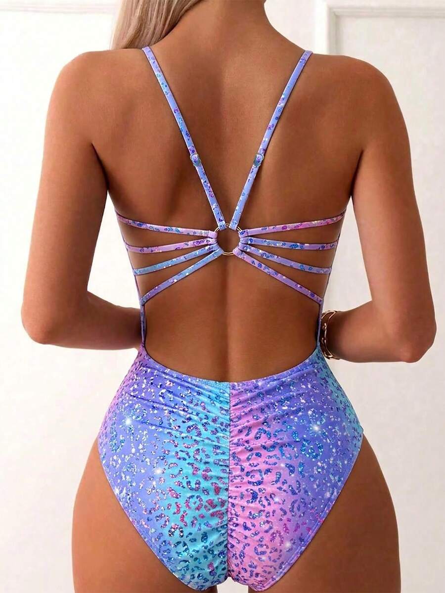 Swim Basics Women's Leopard Print One-Piece Swimsuit, Suitable For Beach Vacation, Pool Party, Beach Party - Multicolor - View 1