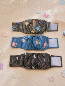 PETSIN 1PC Washable Reusable Male Dog Diapers, Breathable Leakproof Dog Belly Bands With Adjustable Hook And Loop, Cute Paw Print Male Puppy Diapers For Incontinence Marking, Soft Comfortable Pet Diapers For Small Medium Dogs - multicolor - View 5