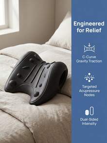 Teckwe 1pc Cervical Massage Pillow, Neck Relief Pillow, Cervical Correction And Stretching Pillow, Home Use Shoulder And Neck Relaxation U-Shaped Massage Pillow - Black - View 5
