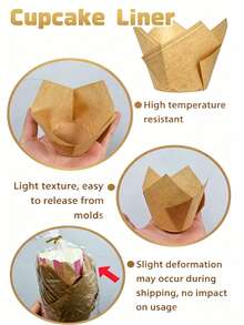 50pcs/Set Paper Cake Cup, Modern Solid Cupcake Paper Cup For Kitchen Back To School - Multicolor - View 3