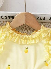 SHEIN Genkimix Kids Top de tirantes sin mangas con volantes de moda para niñas, verano - Amarillo - Ver 3