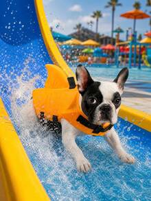 PETSIN 1PC Shark Fin Dog Life Jacket - High Buoyancy Ripstop Waterproof Oxford Fabric Pet Life Vest With Sturdy Rescue Handle, Adjustable Quick-Release Buckles Superior Flotation Safety Swimsuit, High Visibility Orange Pet Safety Vest With D-Ring For Leash - Orange - View 4