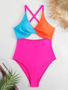 Swim Basics Traje de baño de una pieza multicolor para mujer para playa soleada - Multicolor - Ver 3