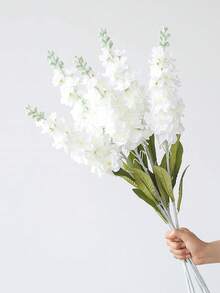 1Pc White Artificial Delphinium Flower Silk Like Realistic Faux Plant For Outdoor Tall Vase Home Garden Wedding Decor Valentine Birthday Graduation Gift Must Have - White - View 5