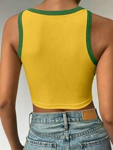 Rovax Women's Summer Casual Brazilian Print Tank Top - Yellow - View 2
