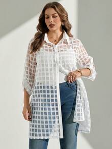 Chikora Plus Size Plaid Single-Breasted Casual Versatile Everyday Outing Shirt - Multicolor - View 4