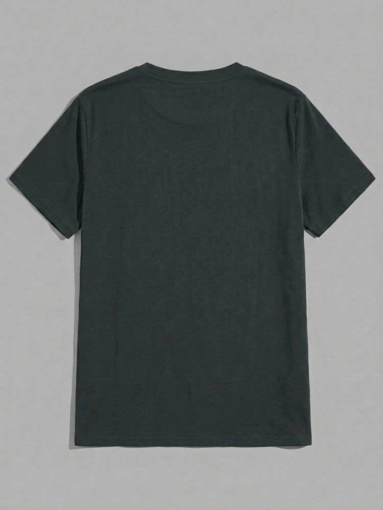Sorvial Men's Plus Size Casual Coconut Tree Printed Short Sleeve T-Shirt, Summer - Dark Grey - View 3