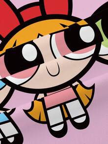 THE POWERPUFF GIRLS X SHEIN 女婴休闲卡通印花上衣，夏季 - 白色 - 查看 5