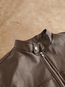 HIMLAND Jaket Kulit PU Kasual Retro Lengan Panjang Pria dengan Resleting untuk Musim Gugur, Musim Dingin, Liburan, Hadiah Hari Ayah, Musim Semi, dan Aktivitas Luar Ruangan. - Berwarna merah muda - View 6