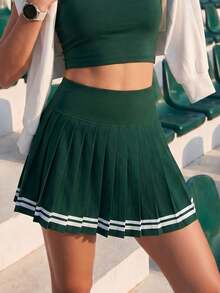 CourtClass CourtClass 女士条纹绿色网球百褶迷你裙 - 綠色 - 查看 3