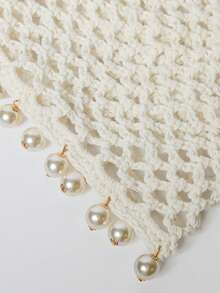 MUSERA Crochet Pearl Beaded Cap Spring Summer Vacation Sexy Holiday Accessory Festival Ibiza Roja Del Sol - White - View 8