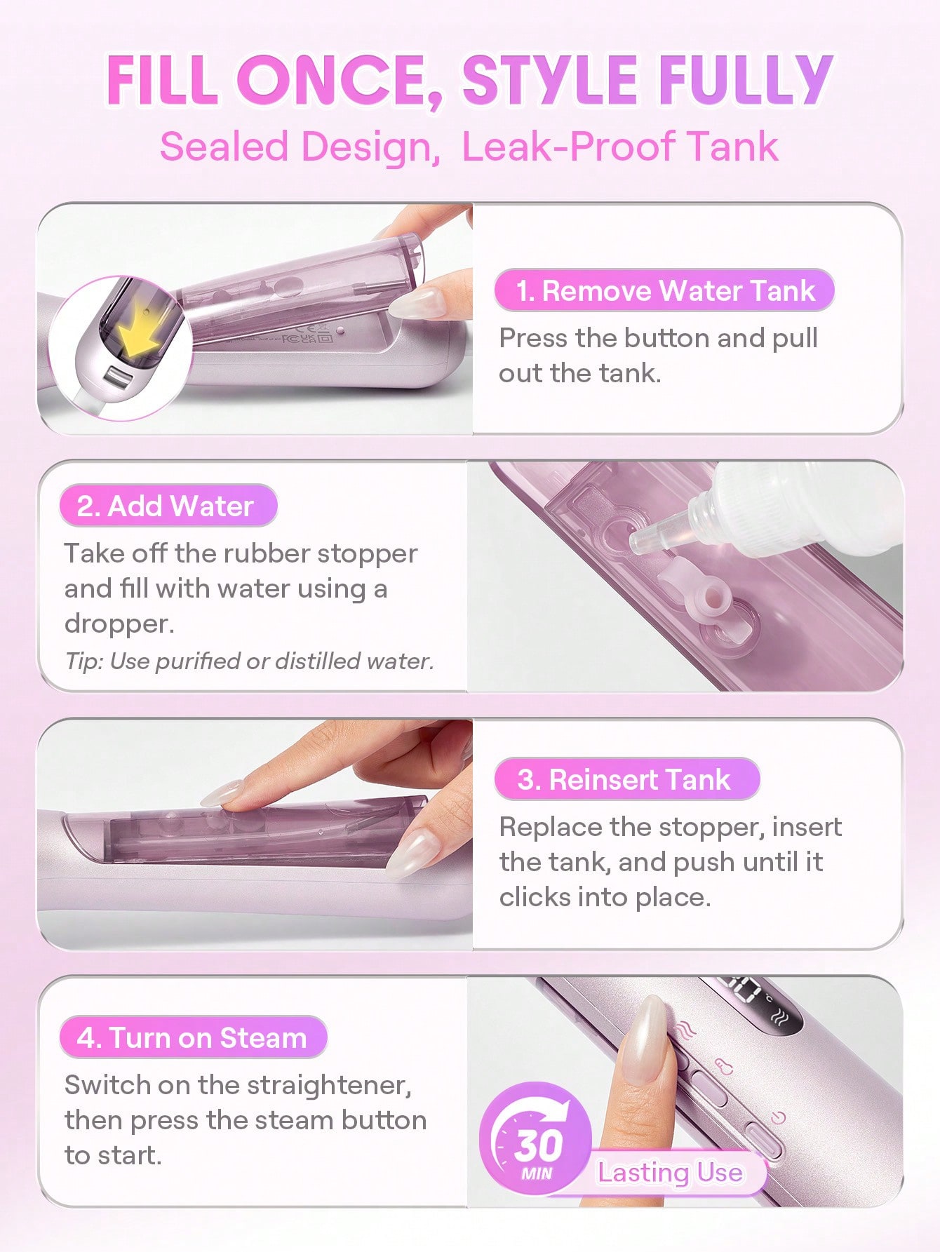 Hydra Shot Steam Straightening Brush Pro-EU Plug 7